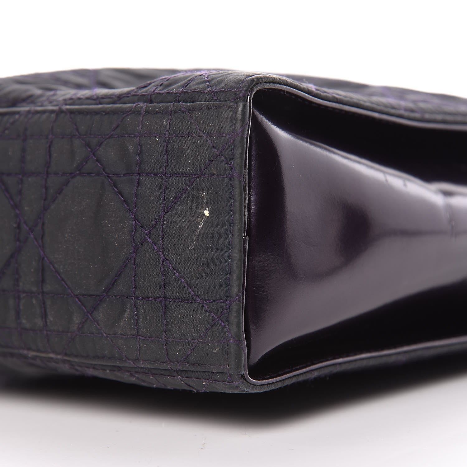 Christian Dior Nylon Cannage Shopper Tote Black Purple 9 of 11