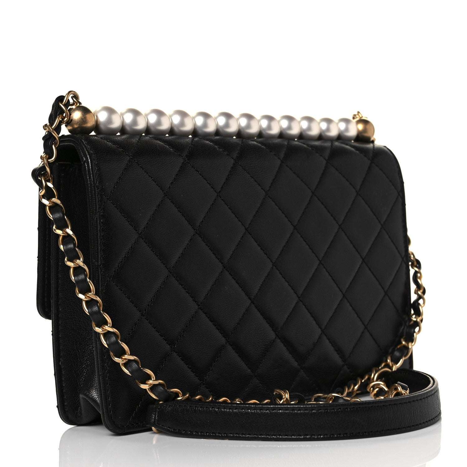 Chanel Lambskin Quilted Small Chic Pearls Flap Black 3 of 9