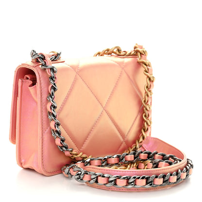 Chanel Iridescent Calfskin Quilted Chanel 19 Wallet On Chain WOC Pink 3 of 11