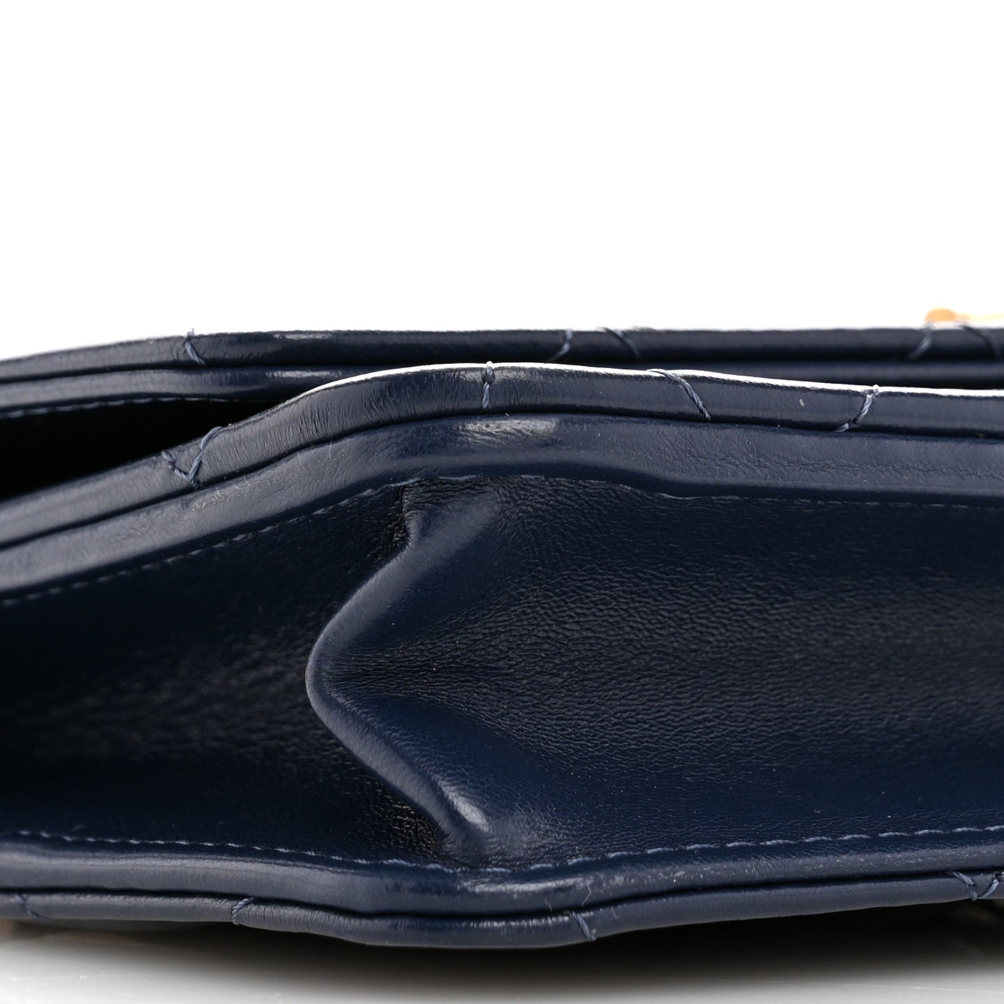 Lambskin Quilted Pillow Crush Wallet On Chain WOC Dark Blue