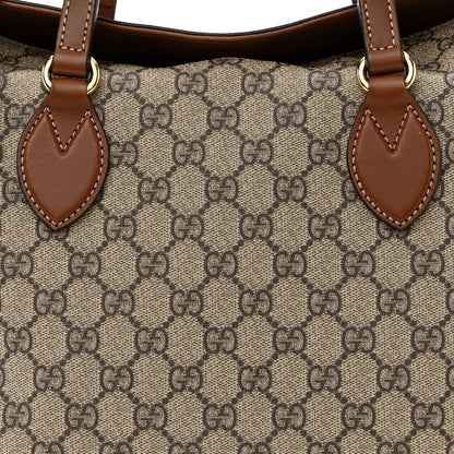 Gucci GG Supreme Monogram Linea A Foldover Tote Brown 8 of 11