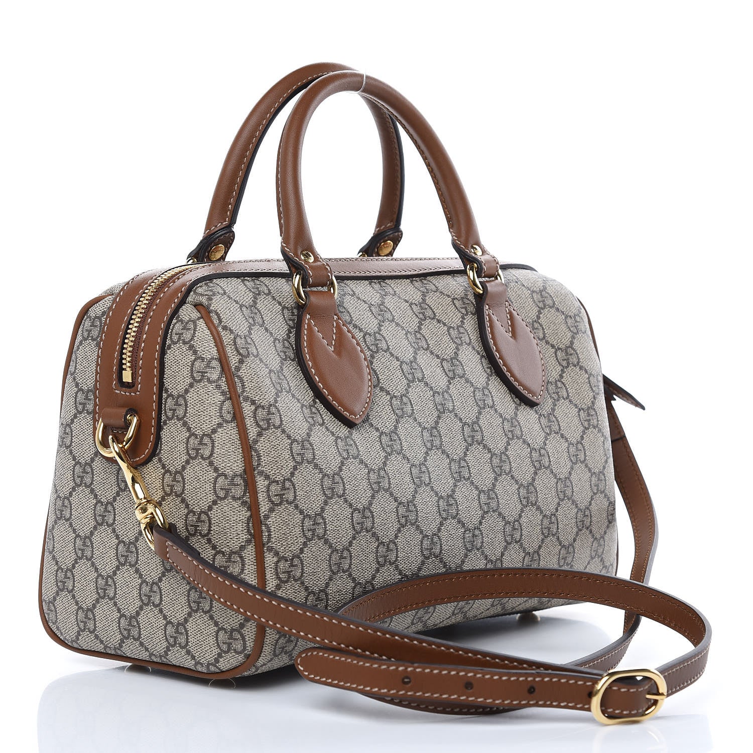Gucci GG Supreme Monogram Floral Embroidered Small Boston Brown 3 of 11