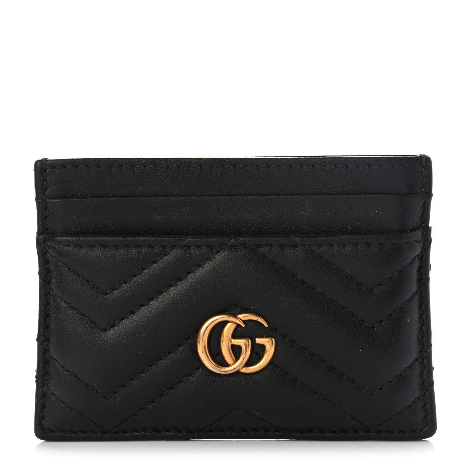Gucci Calfskin Matelasse GG Marmont Card Holder Black 1 of 6