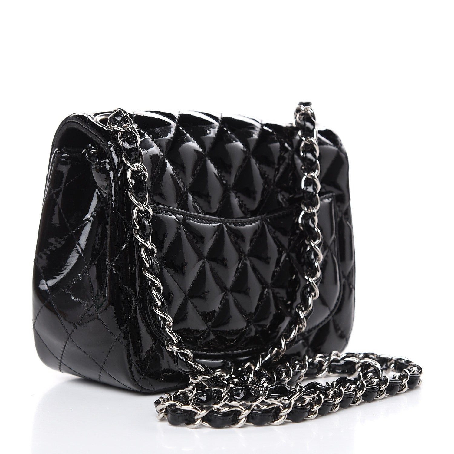 Chanel Patent Calfskin Quilted Mini Square Flap Black 3 of 12