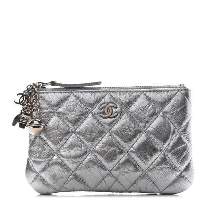 Chanel Metallic Calfskin Quilted Small Cosmo Cosmetic Case Silver 1 of 9