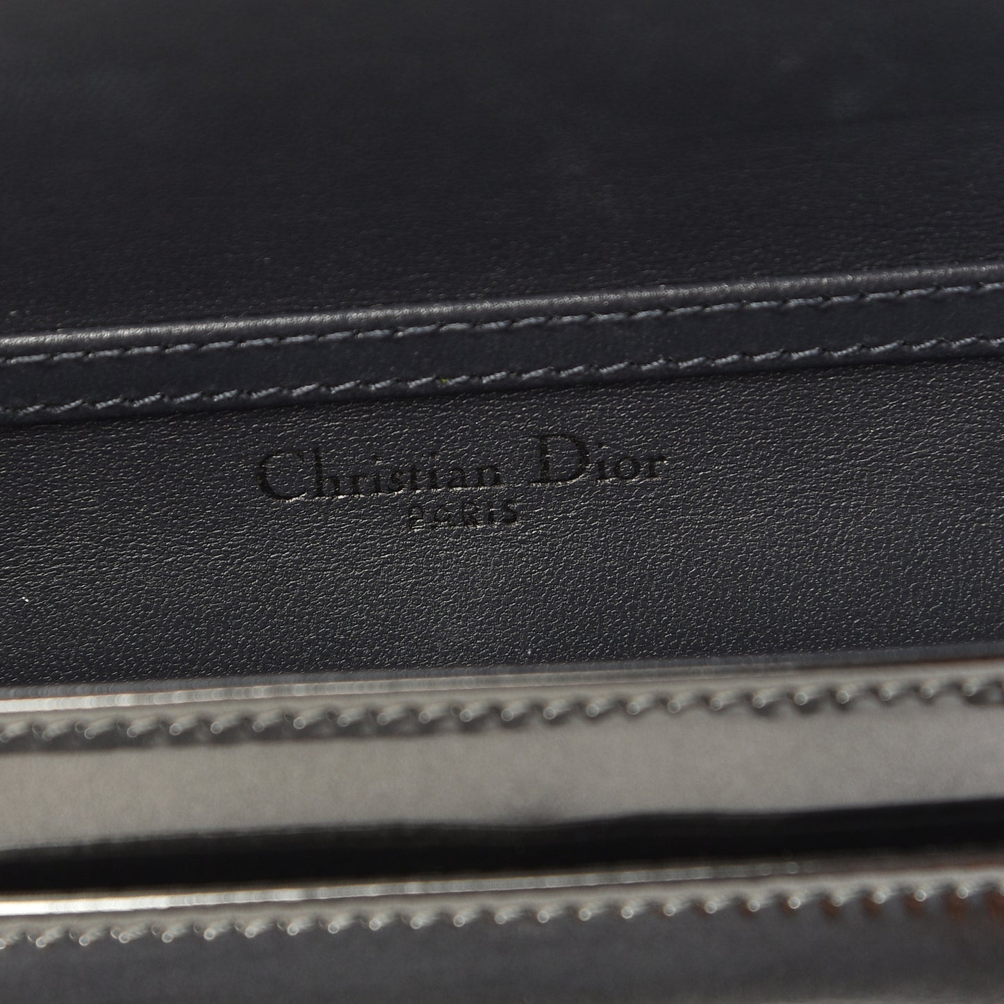 Metallic Patent Micro-Cannage Diorama Wallet on Chain Pouch Onyx Black