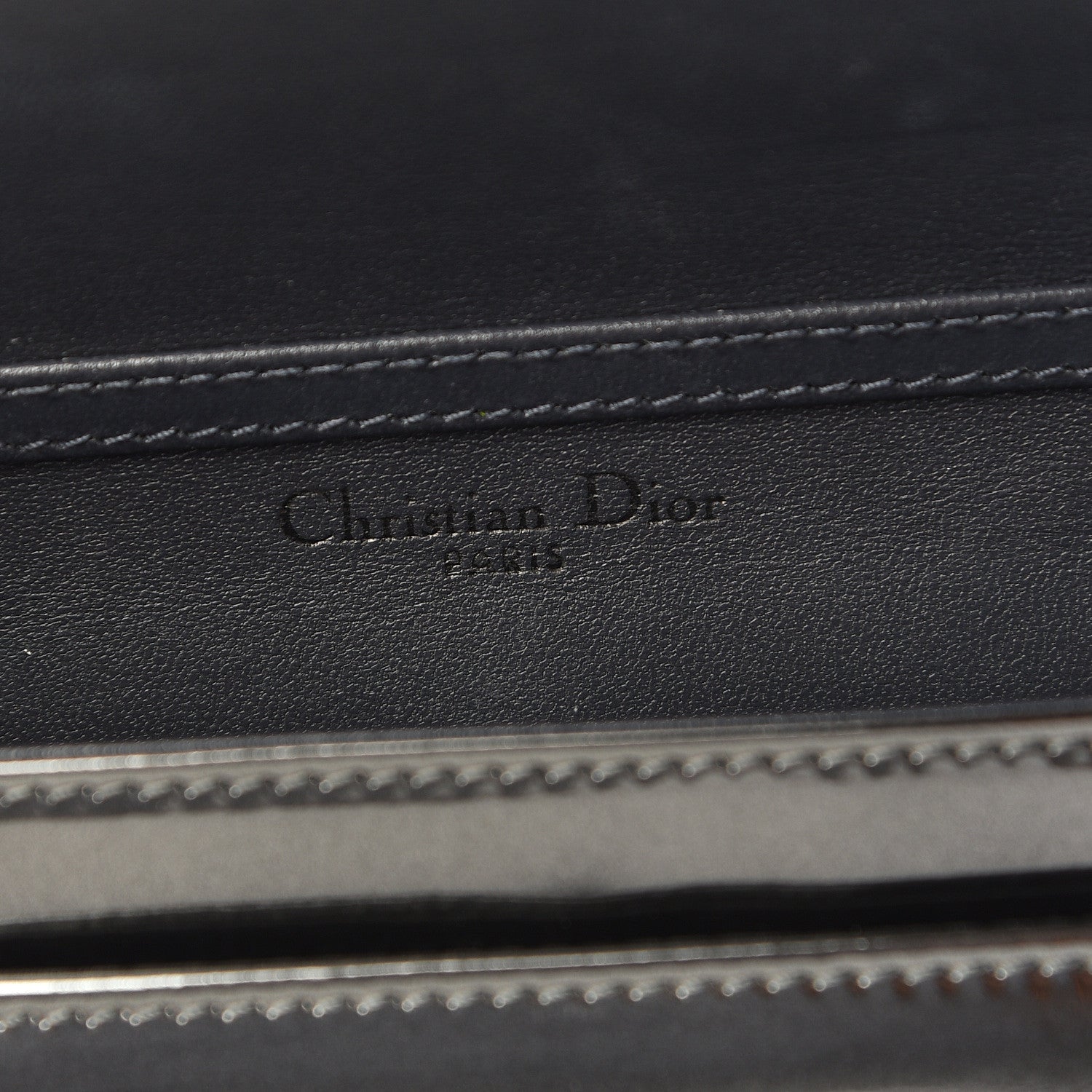 Christian Dior Metallic Patent Micro-Cannage Diorama Wallet on Chain Pouch Onyx Black 6 of 9