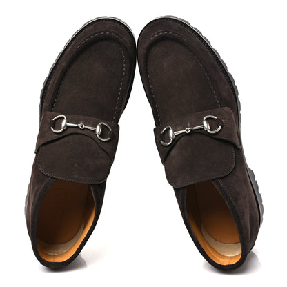 Gucci Suede Mens Horsebit Ankle Boots 12 Night Cocoa 2 of 10