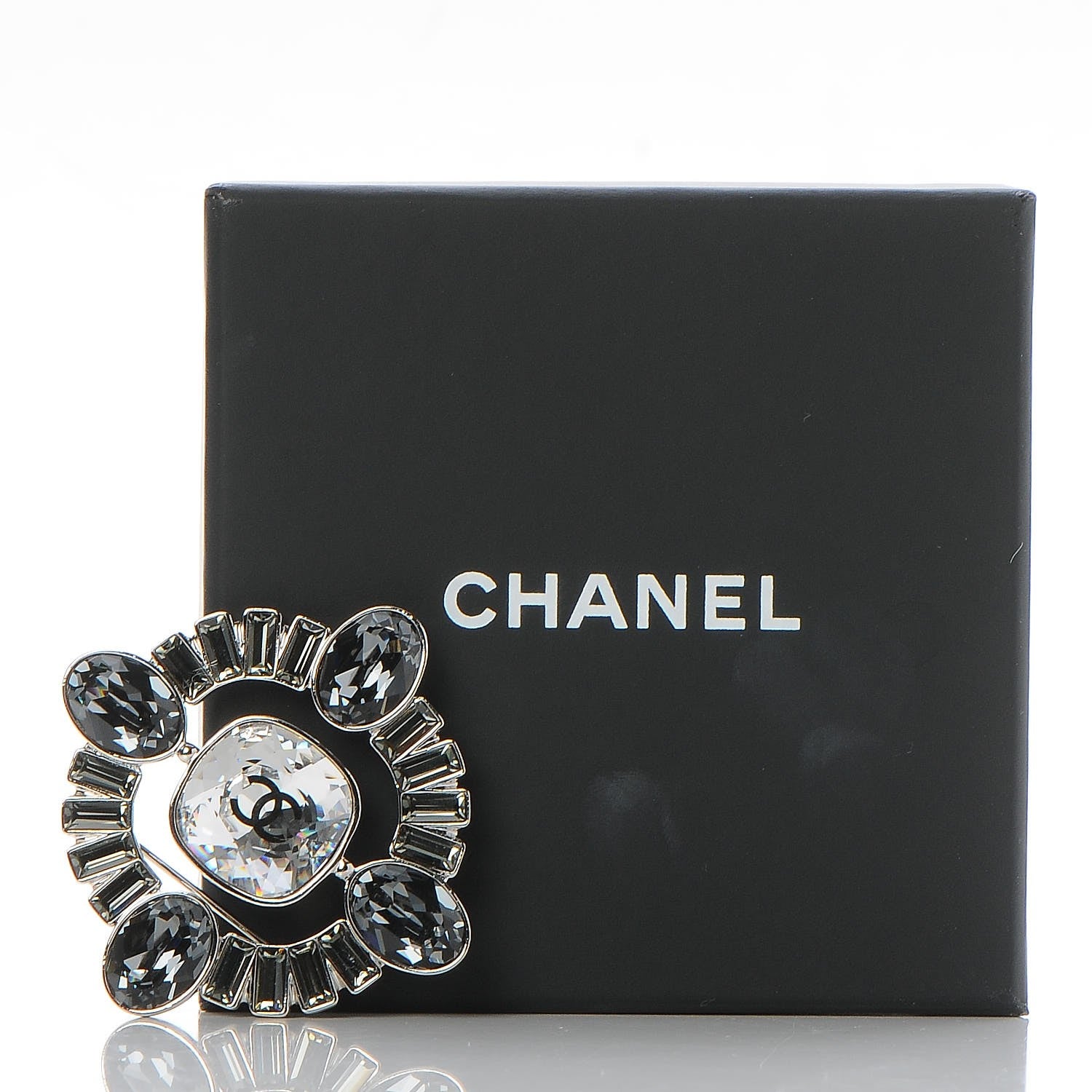 Chanel Baguette Crystal CC Brooch Silver 5 of 5