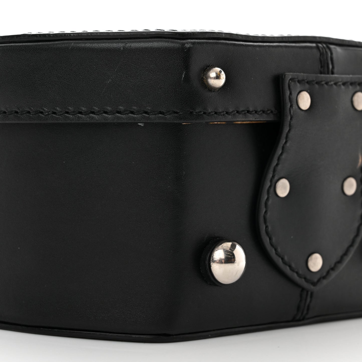 Calfskin Small Mica Hat Box Black