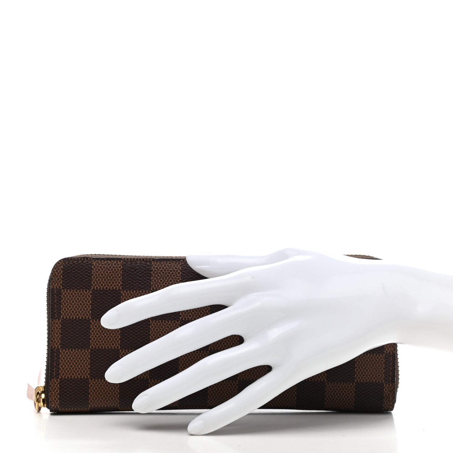 Louis Vuitton Damier Ebene Clemence Wallet Rose Ballerine 2 of 6