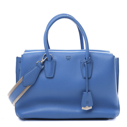 MCM Grained Calfskin Medium Milla Tote Tile Blue 1 of 9