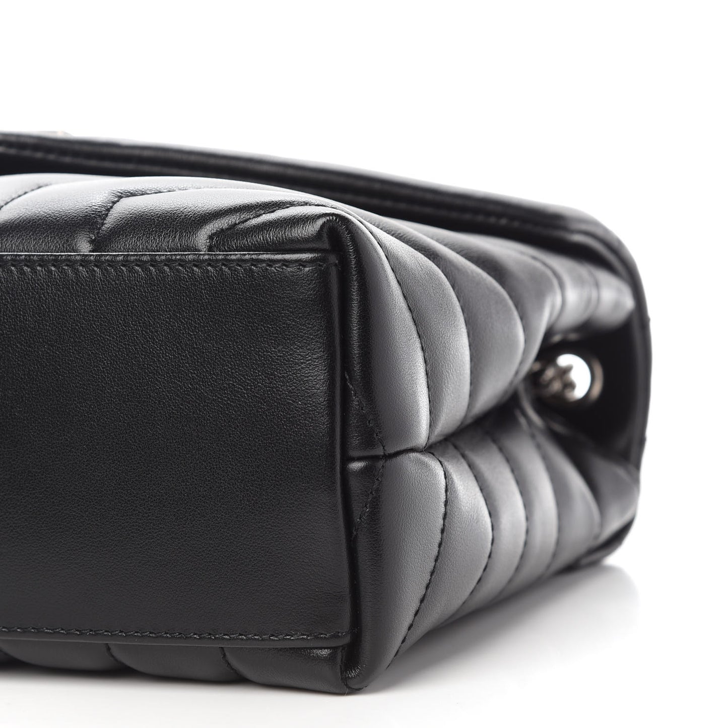 Calfskin Y Quilted Monogram Small Loulou Chain Satchel Black
