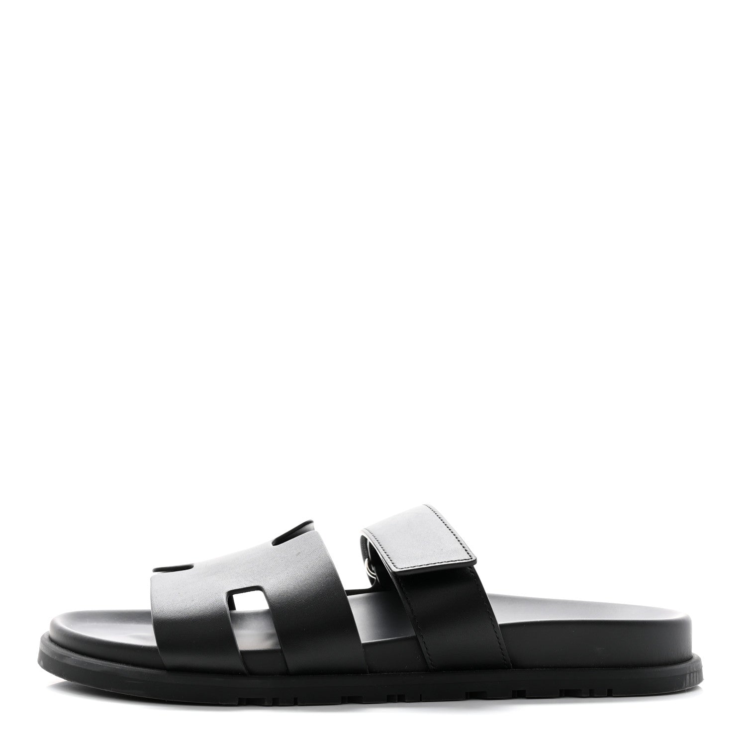 Hermes Calfskin Mens Chypre Sandals 44.5 Black 1 of 11
