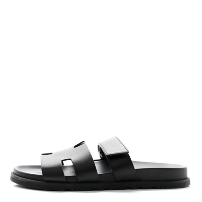 Hermes Calfskin Mens Chypre Sandals 44.5 Black 1 of 11