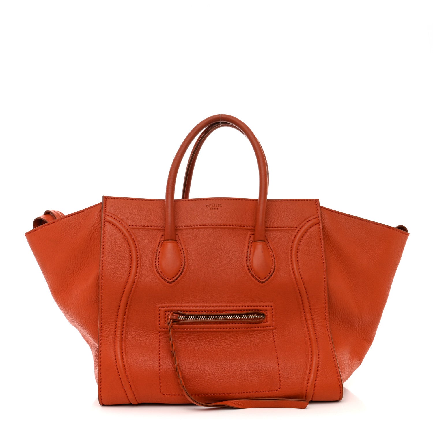 Celine Grained Calfskin Medium Phantom Luggage Burnt Orange 1 of 10