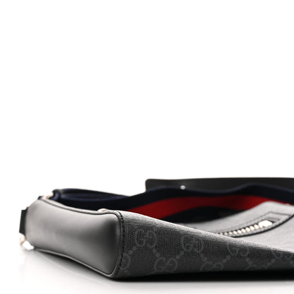 Gucci GG Supreme Monogram Web Small Flat Messenger Bag Black Grey 7 of 11