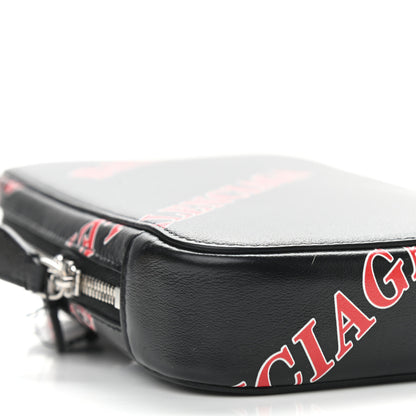 Balenciaga Calfskin Logo Print Cash Phone Holder Bag Black Red 7 of 8