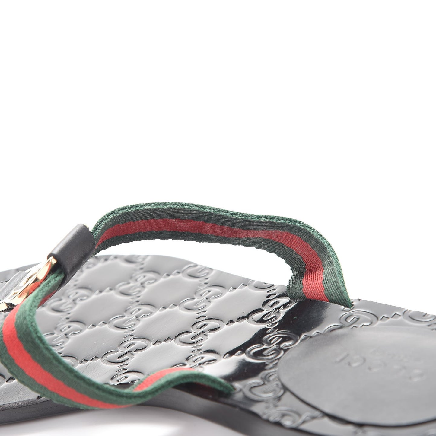 Nylon Guccissima Web Womens Thong Sandals 37 Green Red Black