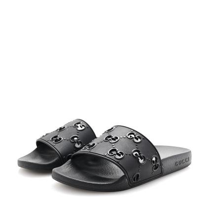Gucci Rubber GG Monogram Perforated Womens Slide Sandals 35 Black 4 of 8