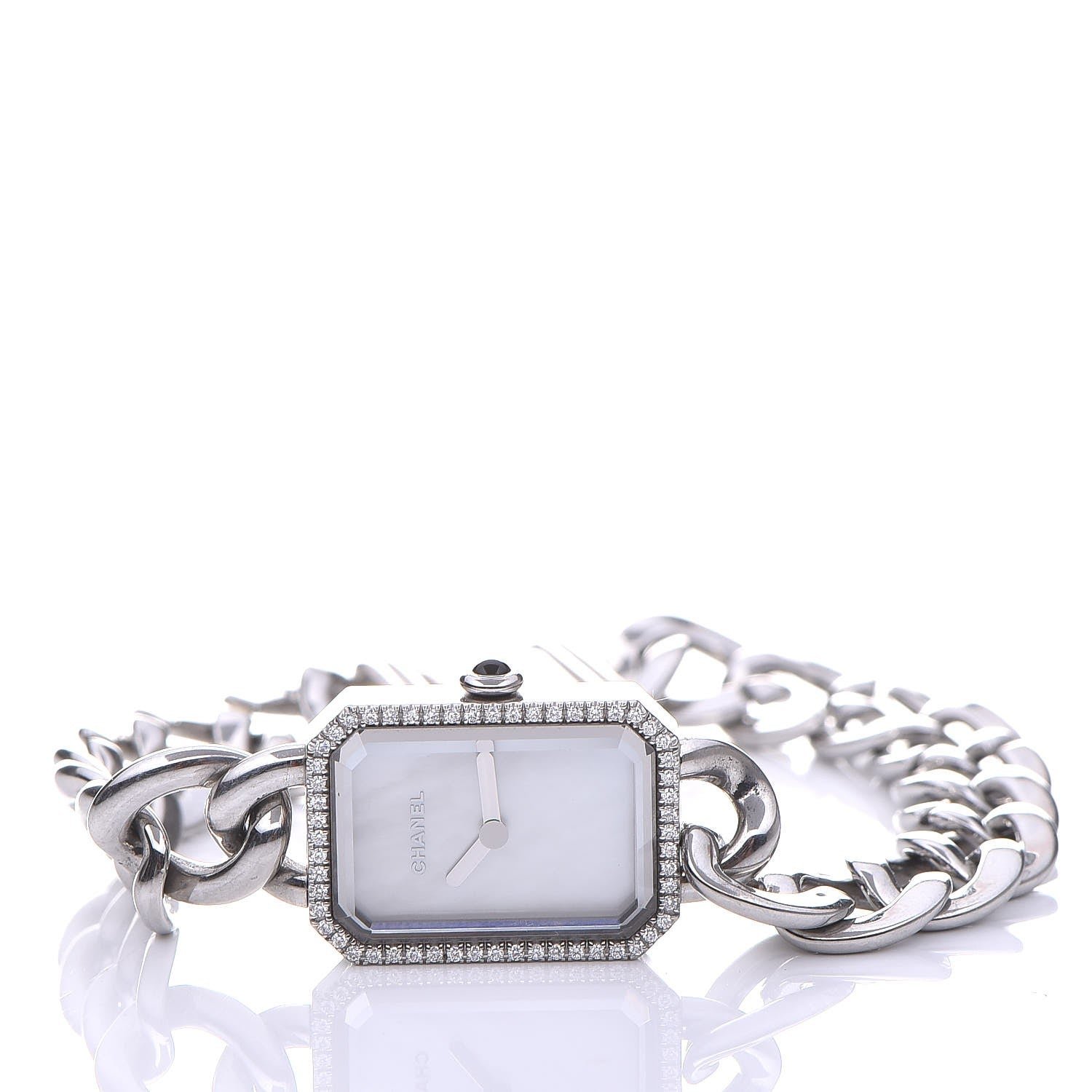 Chanel Stainless Steel Diamond Bezel Mother of Pearl 16mm Chain Premiere Quartz Watch 3 of 7