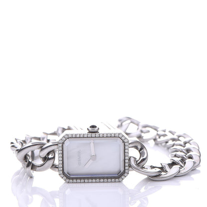 Chanel Stainless Steel Diamond Bezel Mother of Pearl 16mm Chain Premiere Quartz Watch 3 of 7