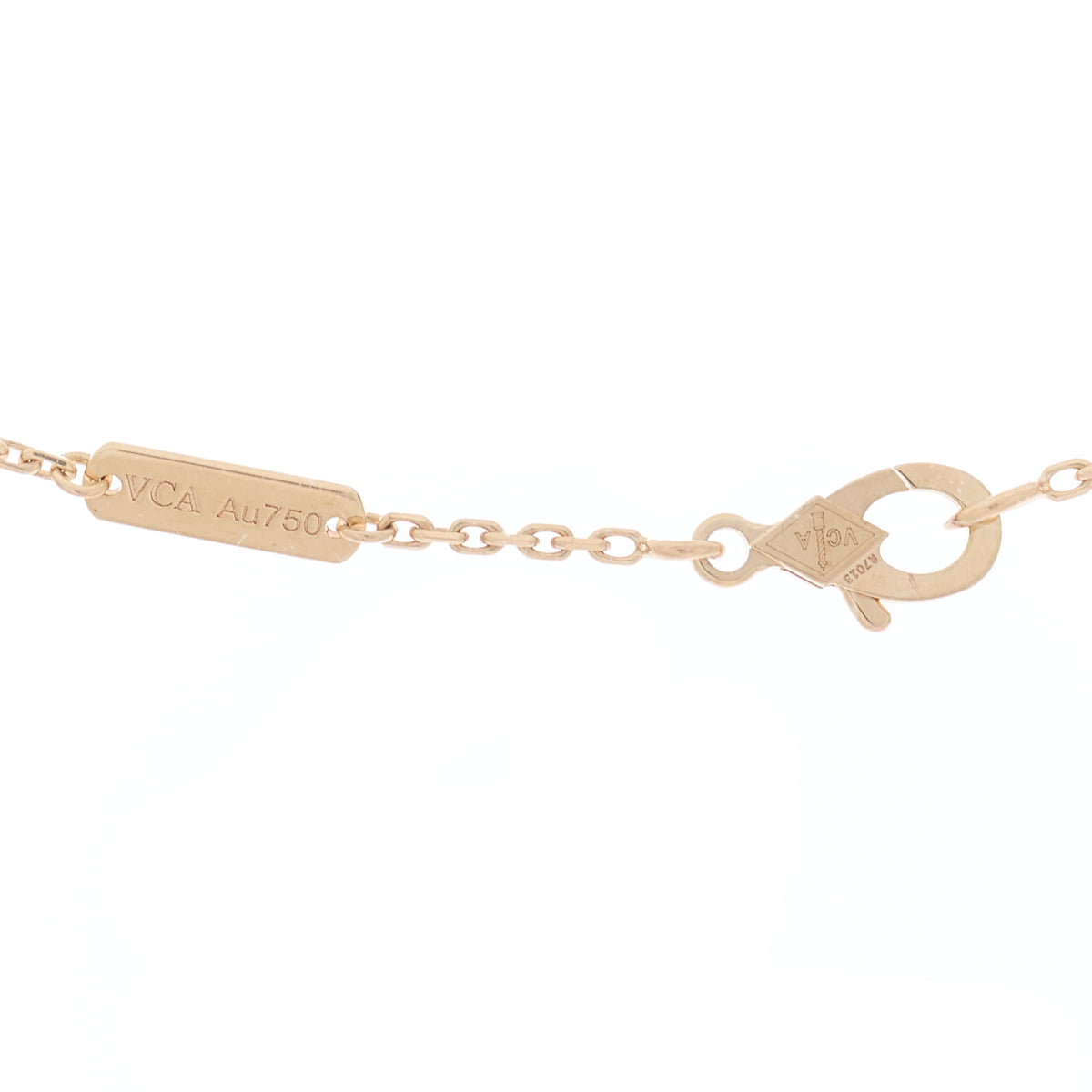 18K Rose Gold Diamond Vintage Alhambra Pendant Necklace