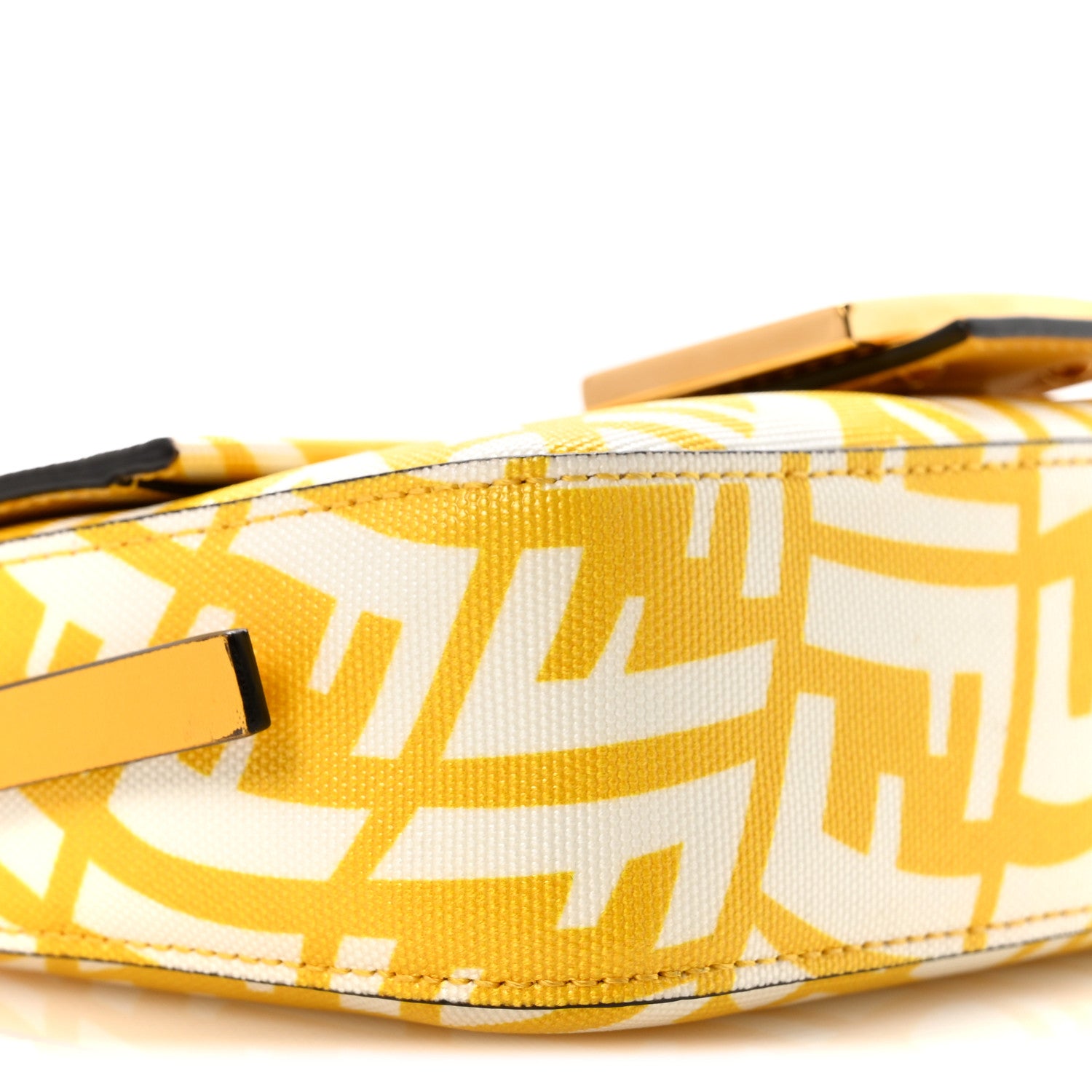 Fendi X SARAH COLEMAN Glazed Canvas Vitello King FF Vertigo Mini Baguette 1997 Mimosa White 9 of 10