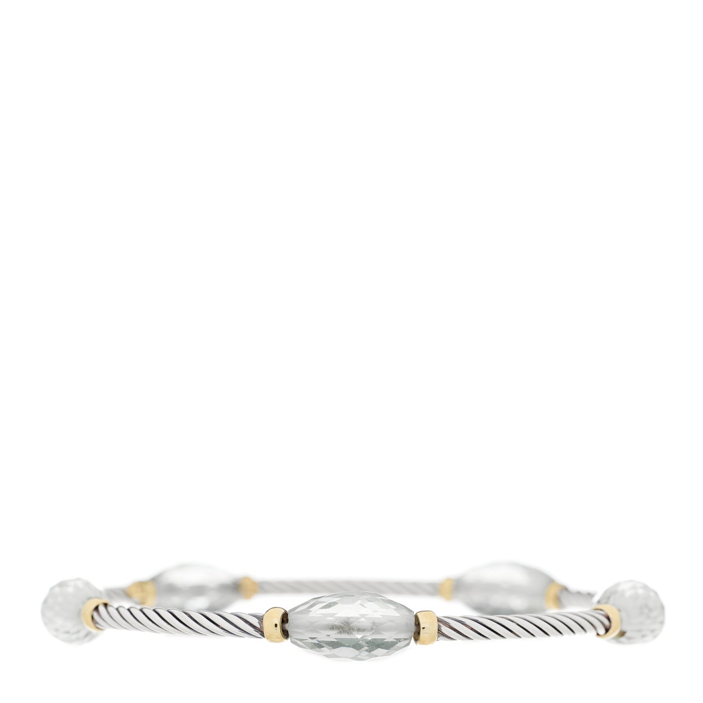 Sterling Silver 18K Yellow Gold Prasiolite Station Bangle Bracelet