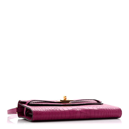 Hermes Matte Alligator Kelly Wallet To Go Rose Scheherazade 4 of 12