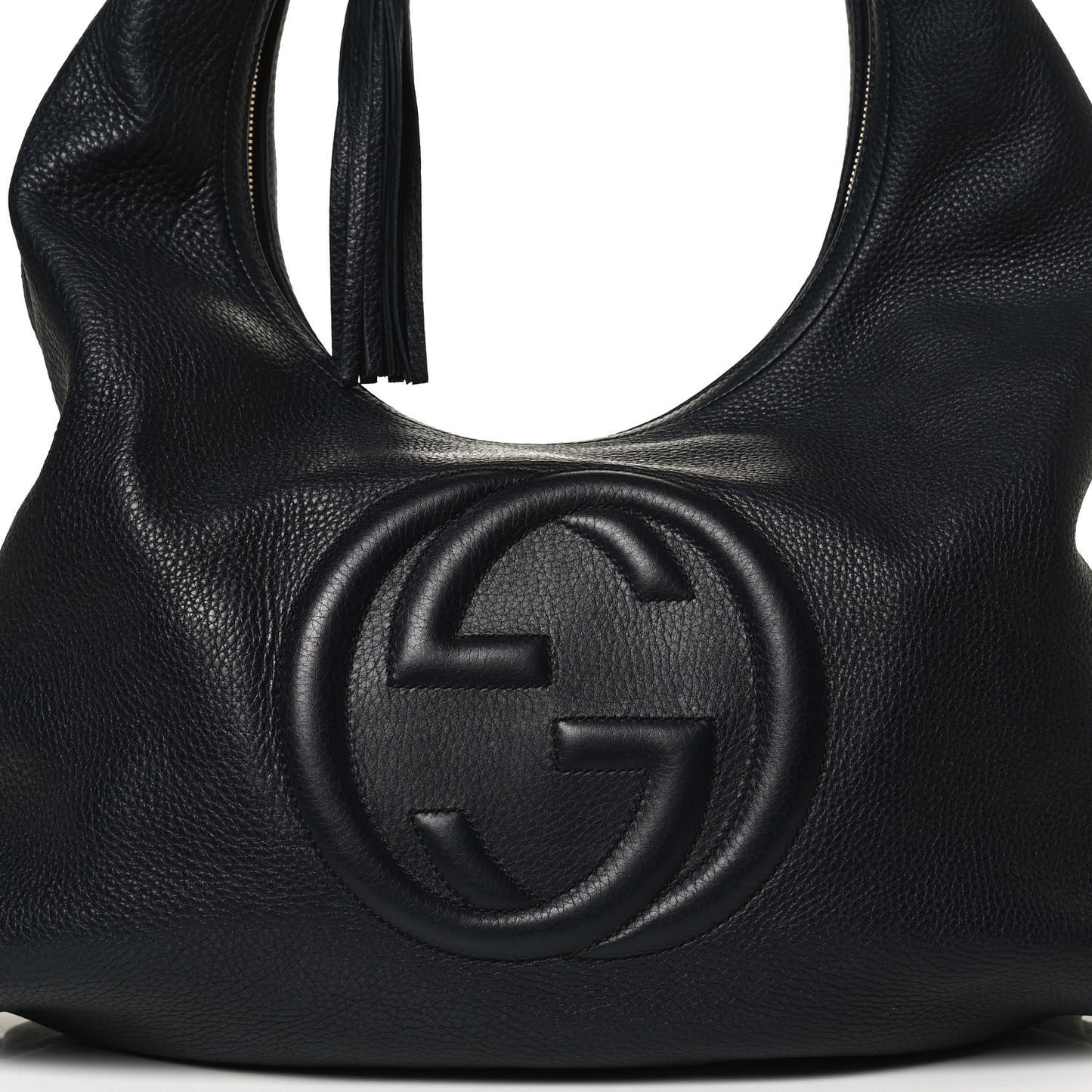 Pebbled Calfskin Large Soho Hobo Dark Blue