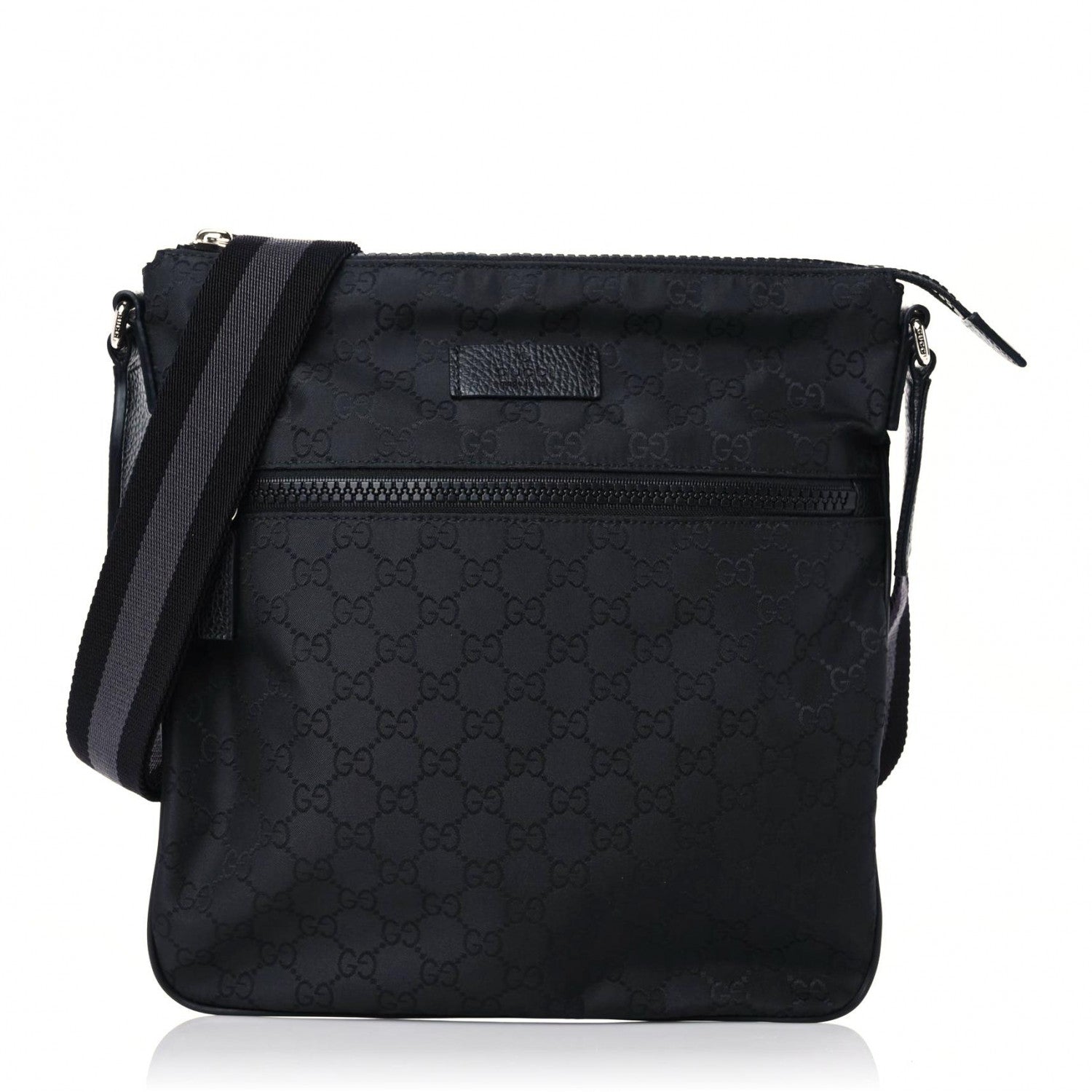 Gucci Nylon Monogram Medium Flat Messenger Bag Black 1 of 10