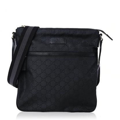 Gucci Nylon Monogram Medium Flat Messenger Bag Black 1 of 10