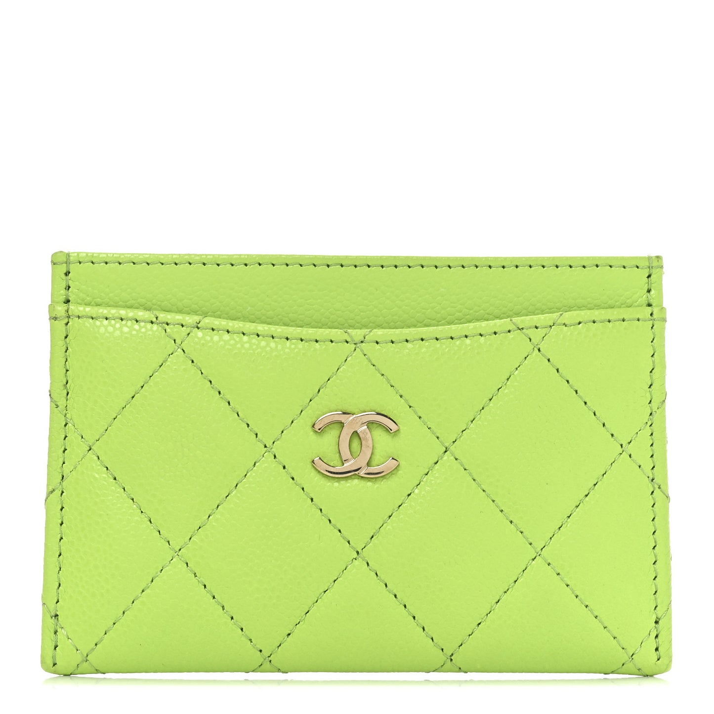Caviar Quilted Card Holder Green
