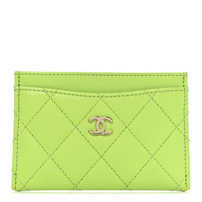 Chanel Caviar Quilted Card Holder Green 1 of 8