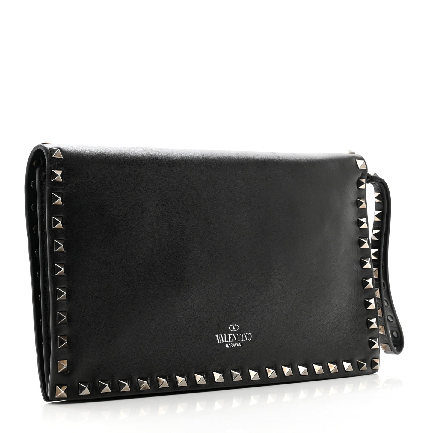 Nappa Rockstud Wristlet Clutch Black