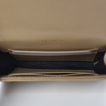 Saint Laurent Grain De Poudre Matelasse Chevron Small Monogram Envelope Wallet Dark Latte 5 of 7