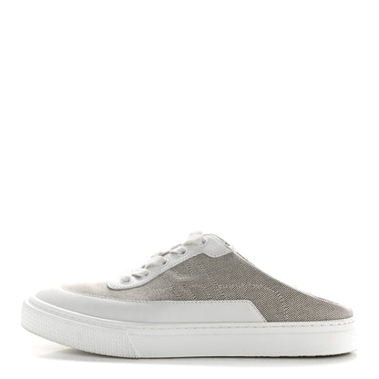 Hermes Calfskin H Canvas Keep Mule Sneakers 39.5 Prunoir White 1 of 12