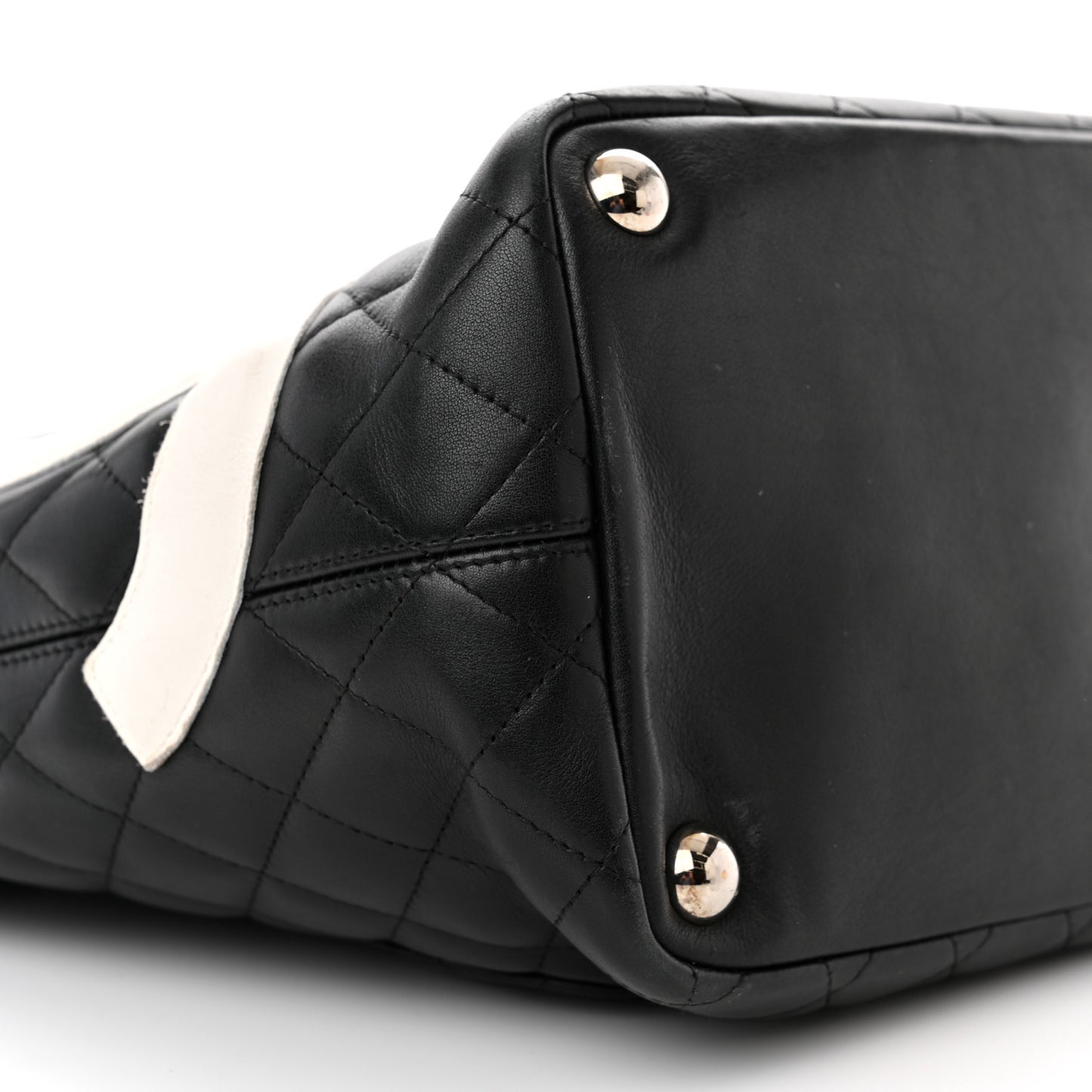 Calfskin Quilted Large Cambon Tote Black White