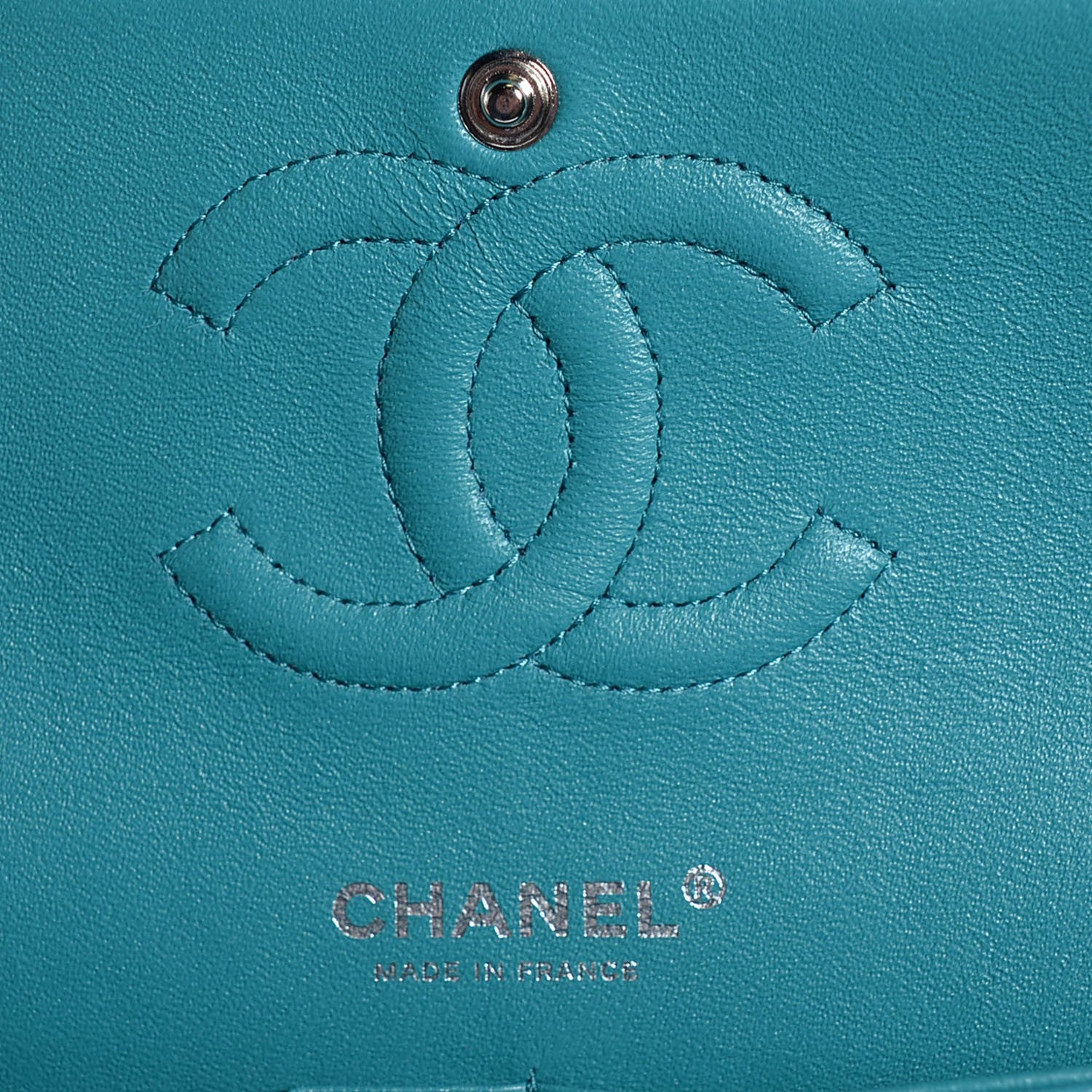 Chanel Lambskin Quilted Medium Double Flap Turquoise 7 of 9