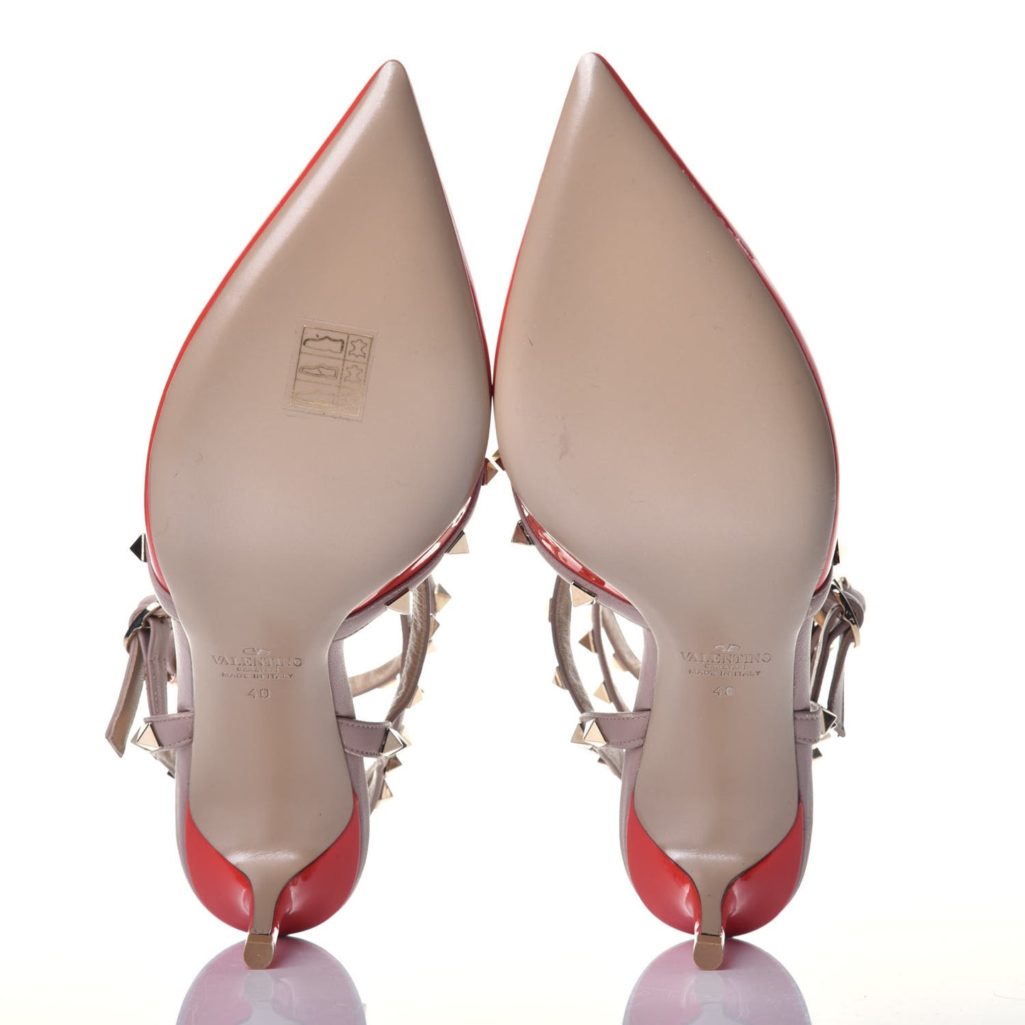 Patent Rockstud Ankle Strap 65mm Pumps 40 Deep Orange Poudre