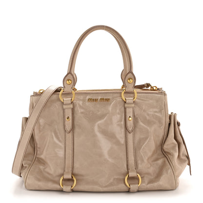 Miu Miu Vitello Shine Double Zip Tote Cammeo 1 of 15