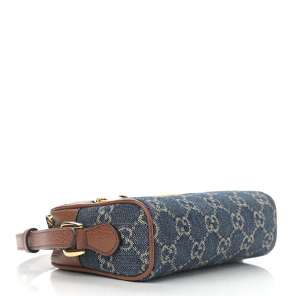 Gucci New Denim GG Monogram Dollar Calfskin Mini Ophidia Shoulder Bag Blue Tea Cuir Epilog 4 of 10