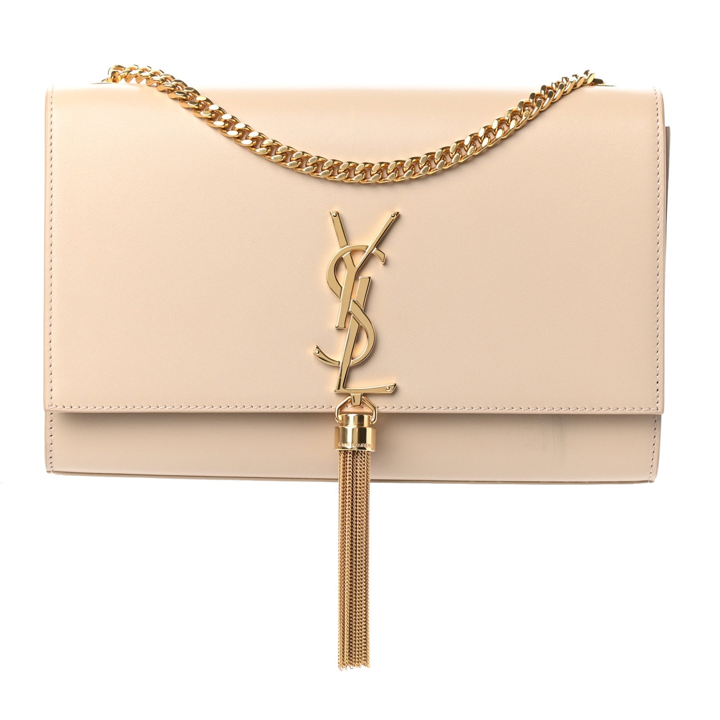 Smooth Calfskin Medium Classic Monogram Kate Tassel Satchel Nude Powder