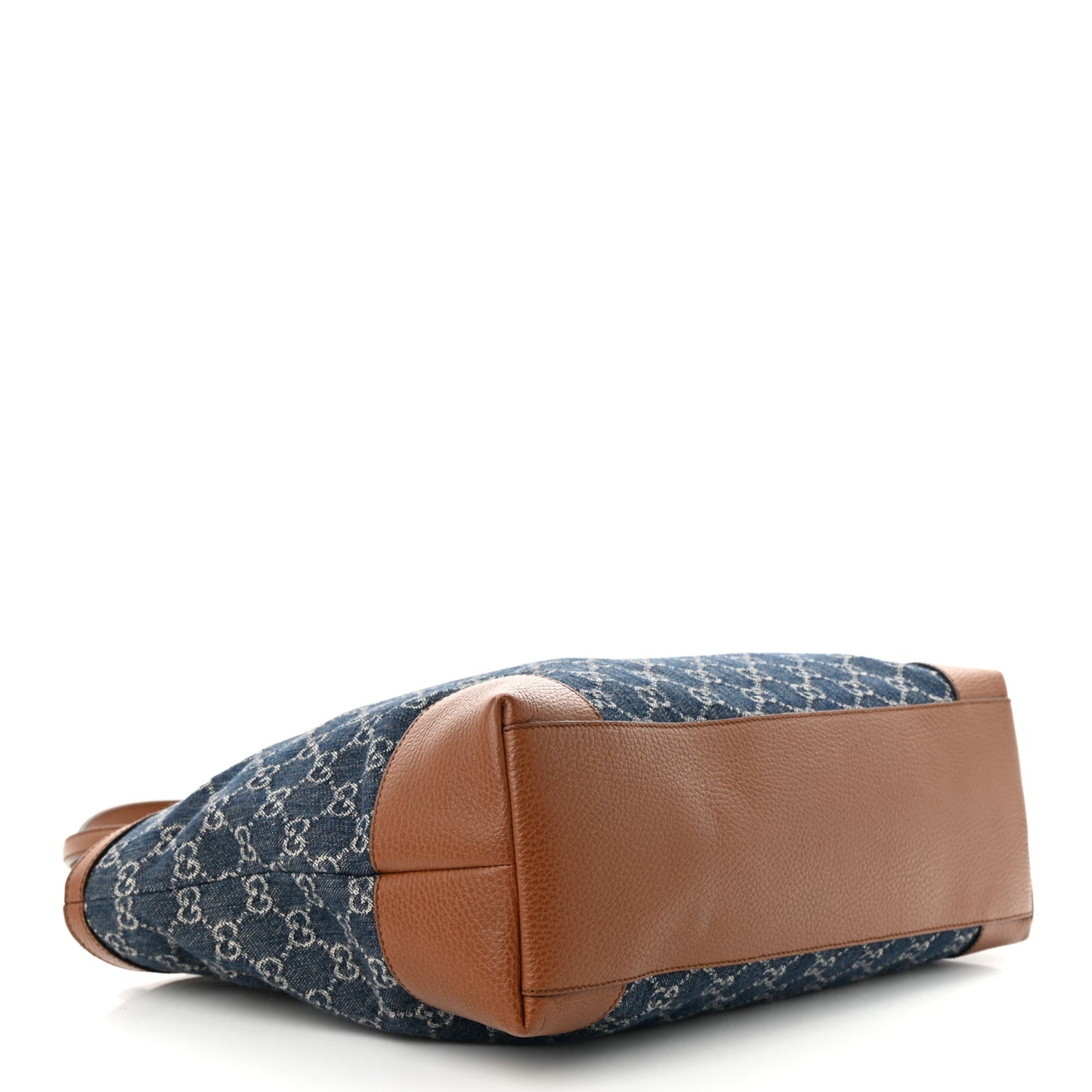 New Denim GG Monogram Medium Ophidia Shopping Tote Blue Tea Cuir