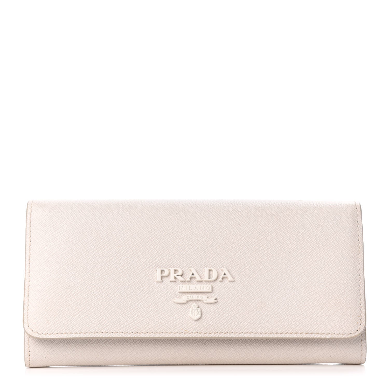 Prada Saffiano Shine Monochrome Continental Wallet Talco 1 of 7