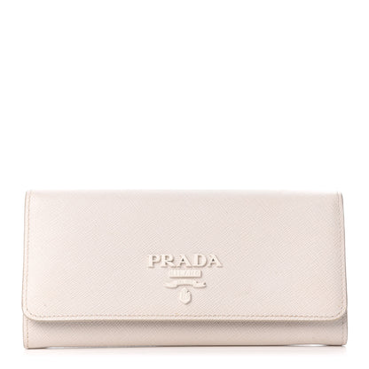 Prada Saffiano Shine Monochrome Continental Wallet Talco 1 of 7