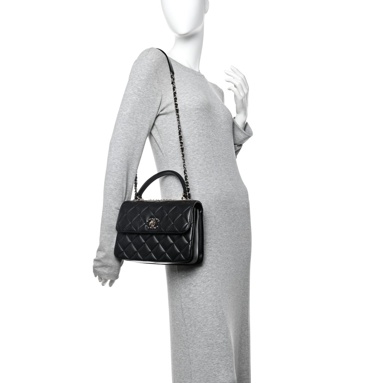 Chanel Lambskin Quilted Small Trendy CC Chain Dual Handle Flap Bag Black 2 of 11