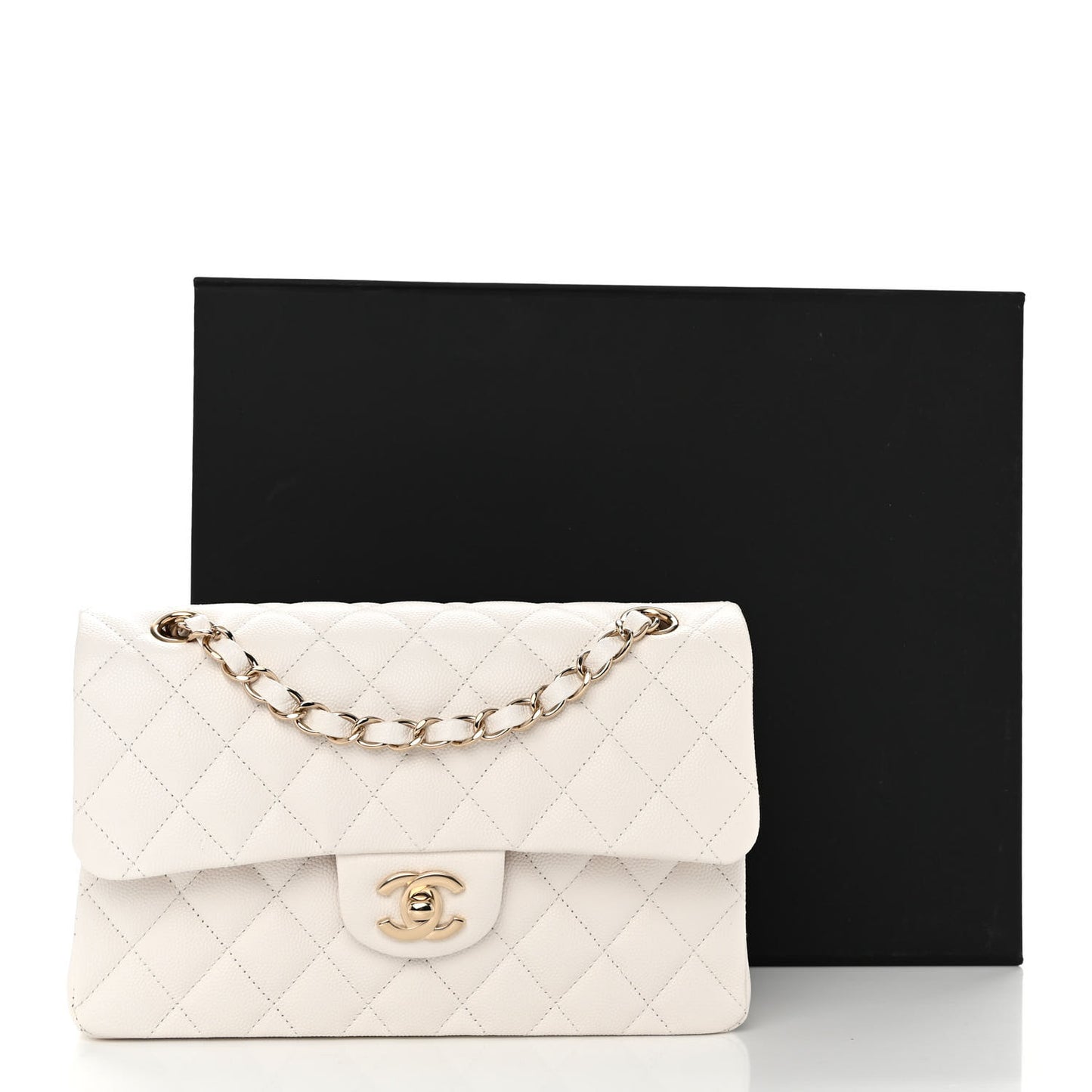 Caviar Quilted Small Double Flap White
