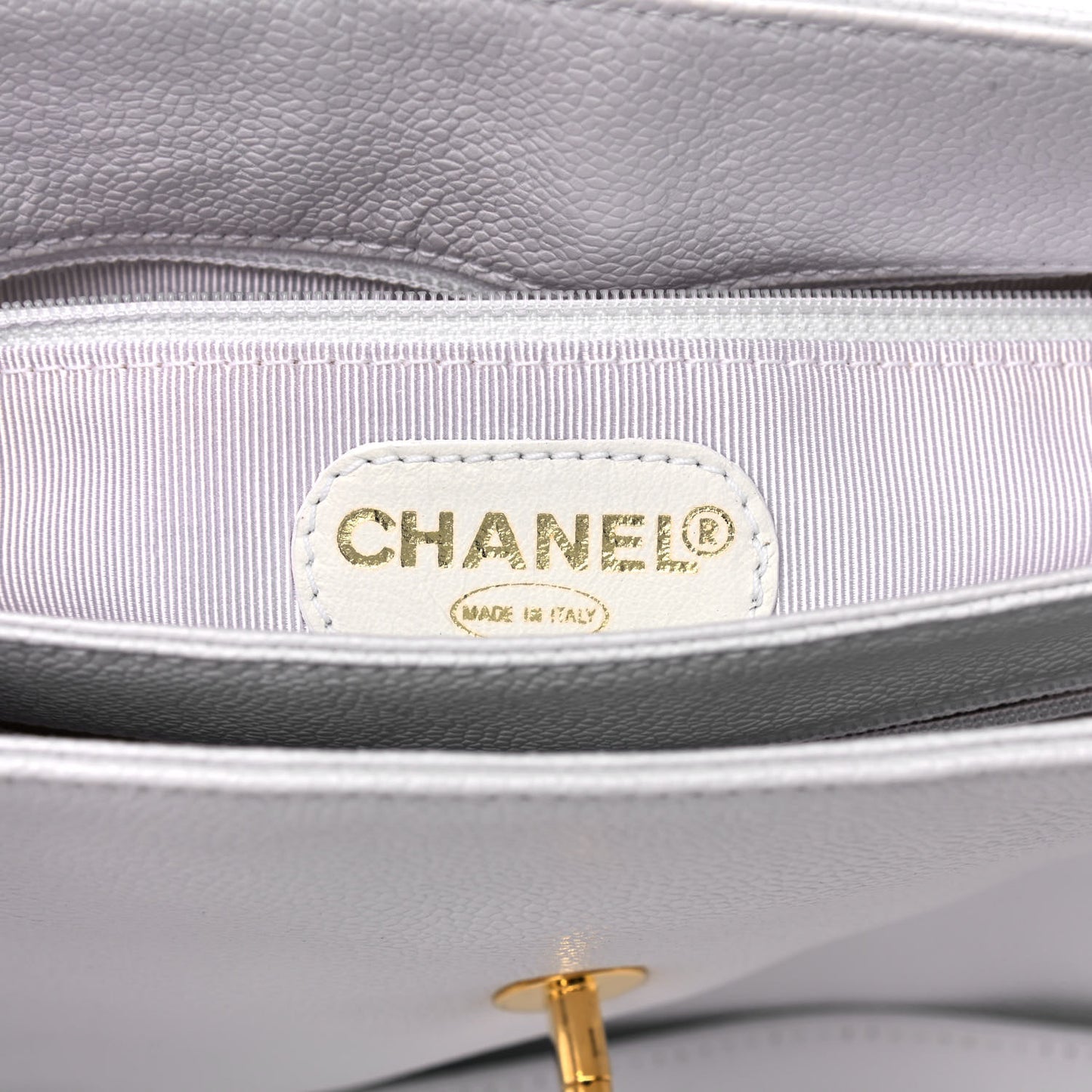 Caviar Flap Shoulder Bag White